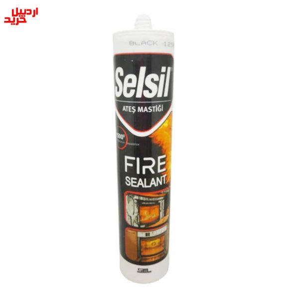فروش چسب سیلیکون کوره مشکی سلسیل - selsil fire sealant 1500C temperature resistance 300ml- اردبیل خرید